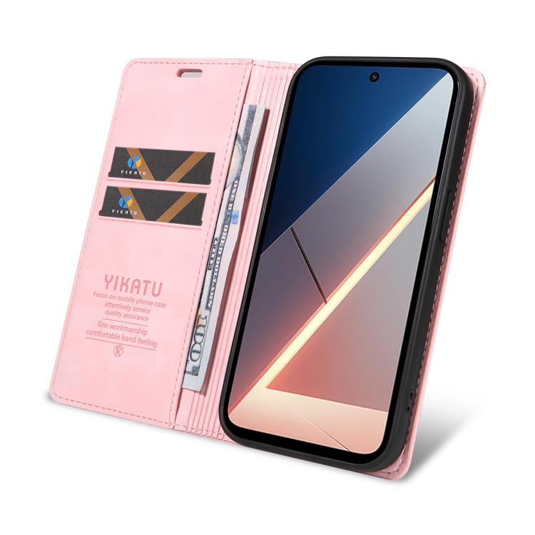 For Xiaomi POCO M7 4G 169mm YIKATU YK-006 Litchi Texture Ultra-thin Strong Magnet Leather Phone Case