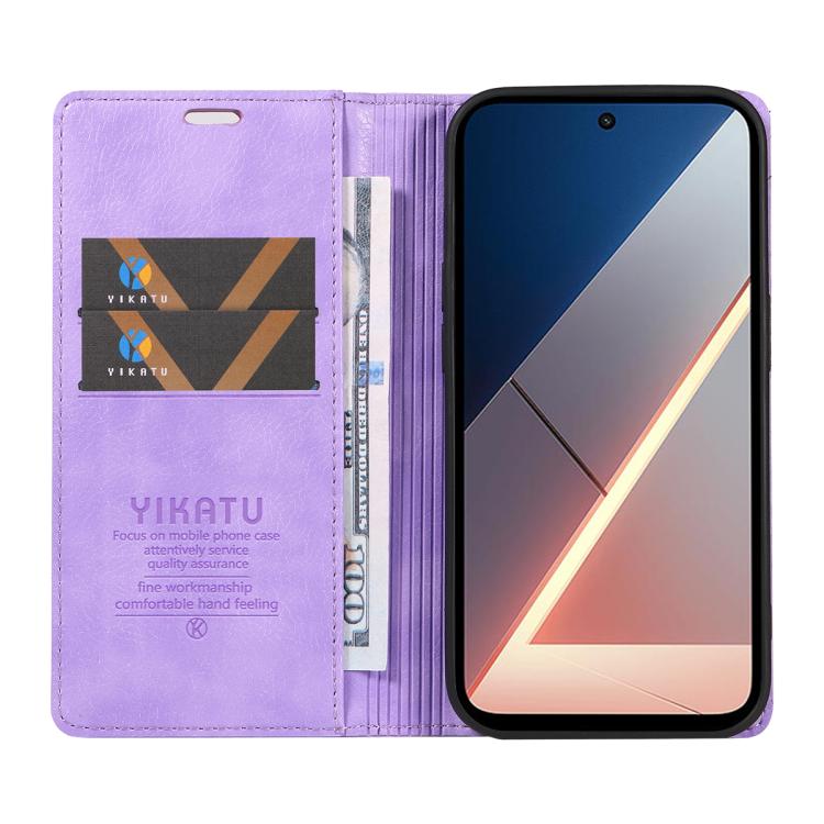 For Xiaomi POCO M7 4G 169mm YIKATU YK-006 Litchi Texture Ultra-thin Strong Magnet Leather Phone Case