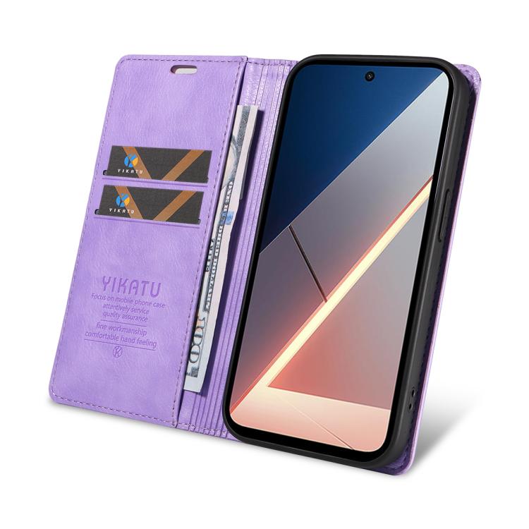 For Xiaomi POCO M7 4G 169mm YIKATU YK-006 Litchi Texture Ultra-thin Strong Magnet Leather Phone Case