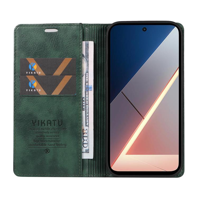 For Xiaomi POCO M7 4G 169mm YIKATU YK-006 Litchi Texture Ultra-thin Strong Magnet Leather Phone Case