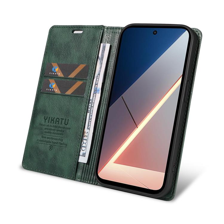 For Xiaomi POCO M7 4G 169mm YIKATU YK-006 Litchi Texture Ultra-thin Strong Magnet Leather Phone Case