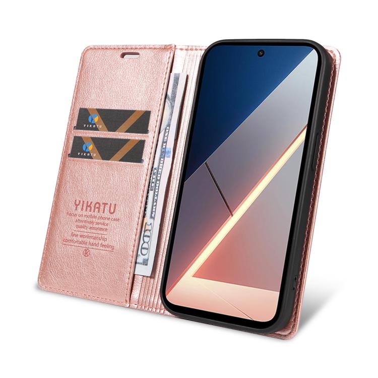 For Xiaomi POCO M7 4G 169mm YIKATU YK-006 Litchi Texture Ultra-thin Strong Magnet Leather Phone Case