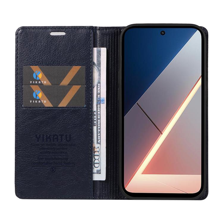 For Xiaomi POCO M7 4G 169mm YIKATU YK-006 Litchi Texture Ultra-thin Strong Magnet Leather Phone Case