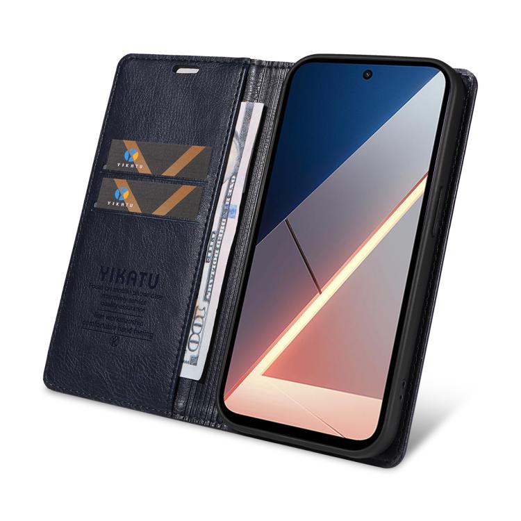 For Xiaomi POCO M7 4G 169mm YIKATU YK-006 Litchi Texture Ultra-thin Strong Magnet Leather Phone Case