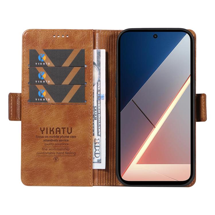 For Xiaomi POCO M7 4G 169mm YIKATU YK-007 Litchi Texture Ultra-thin Side Buckle Leather Phone Case