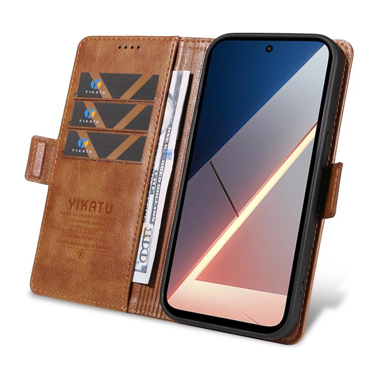 For Xiaomi POCO M7 4G 169mm YIKATU YK-007 Litchi Texture Ultra-thin Side Buckle Leather Phone Case