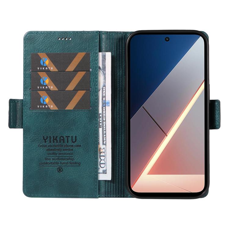 For Xiaomi POCO M7 4G 169mm YIKATU YK-007 Litchi Texture Ultra-thin Side Buckle Leather Phone Case