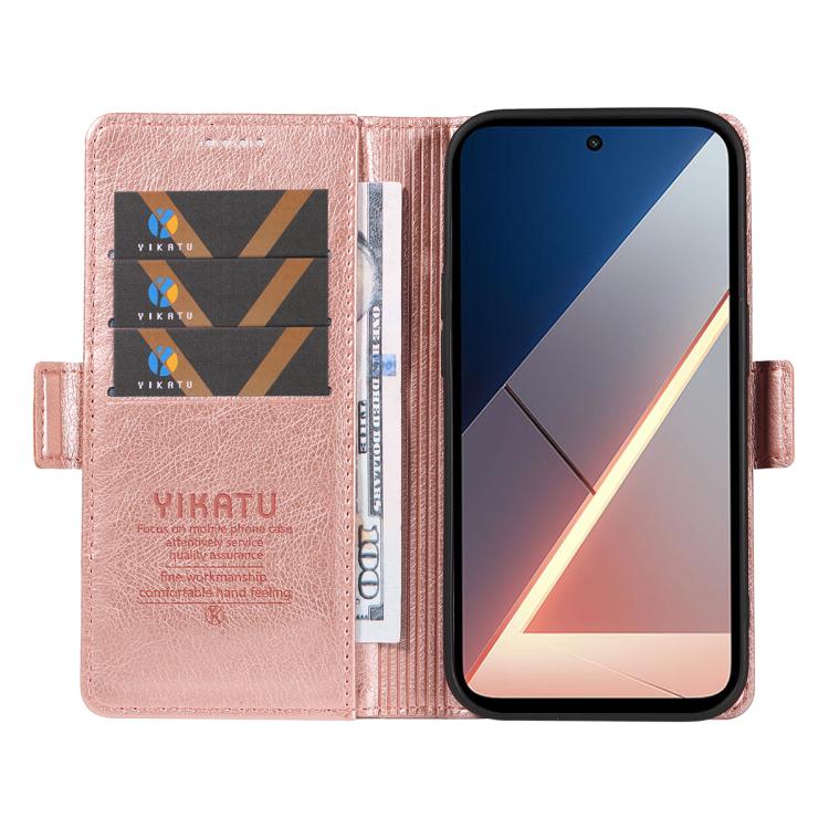 For Xiaomi POCO M7 4G 169mm YIKATU YK-007 Litchi Texture Ultra-thin Side Buckle Leather Phone Case