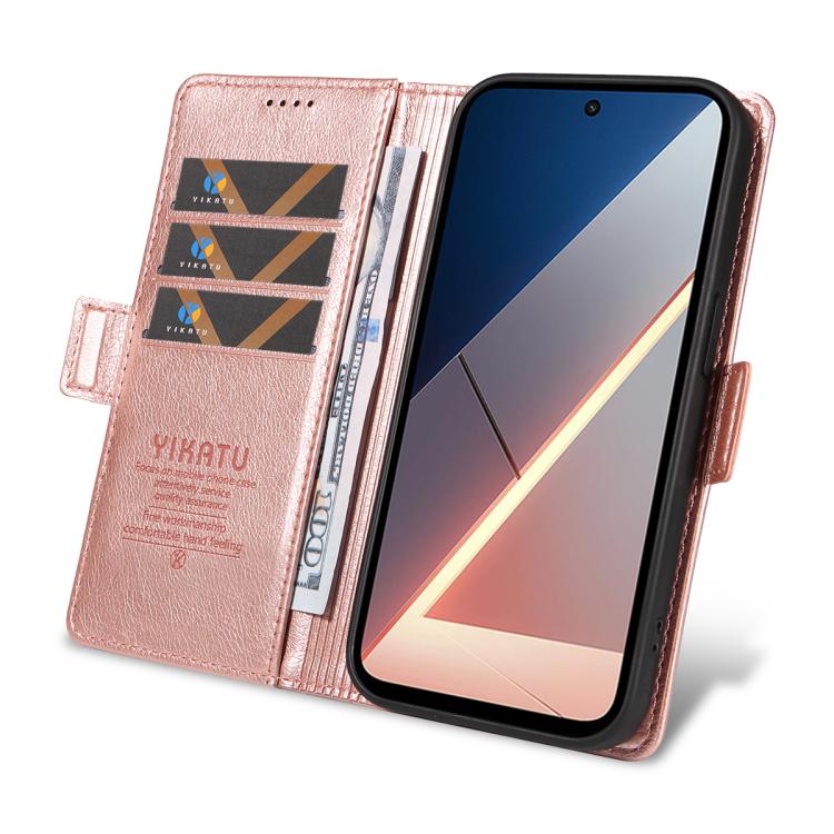 For Xiaomi POCO M7 4G 169mm YIKATU YK-007 Litchi Texture Ultra-thin Side Buckle Leather Phone Case