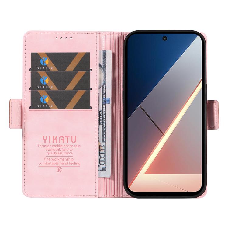 For Xiaomi POCO M7 4G 169mm YIKATU YK-007 Litchi Texture Ultra-thin Side Buckle Leather Phone Case