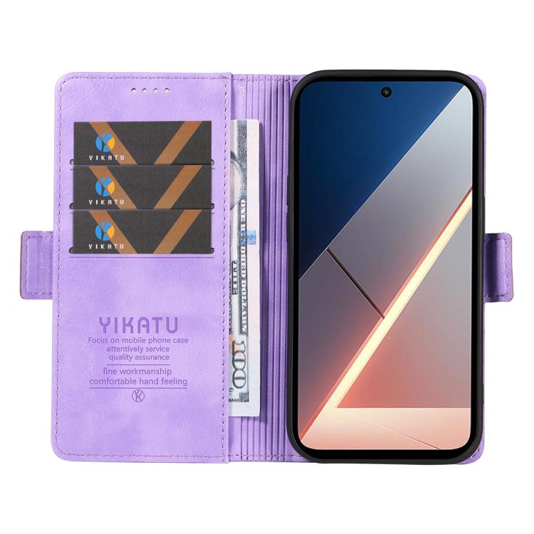 For Xiaomi POCO M7 4G 169mm YIKATU YK-007 Litchi Texture Ultra-thin Side Buckle Leather Phone Case