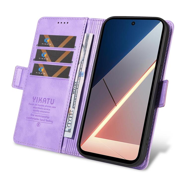 For Xiaomi POCO M7 4G 169mm YIKATU YK-007 Litchi Texture Ultra-thin Side Buckle Leather Phone Case