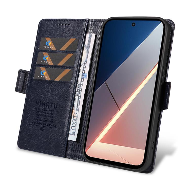 For Xiaomi POCO M7 4G 169mm YIKATU YK-007 Litchi Texture Ultra-thin Side Buckle Leather Phone Case