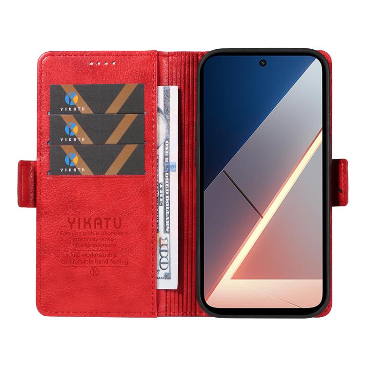 For Xiaomi POCO M7 4G 169mm YIKATU YK-007 Litchi Texture Ultra-thin Side Buckle Leather Phone Case