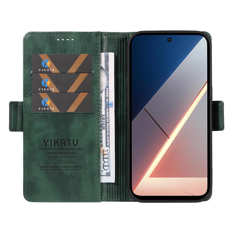 For Xiaomi POCO M7 4G 169mm YIKATU YK-007 Litchi Texture Ultra-thin Side Buckle Leather Phone Case