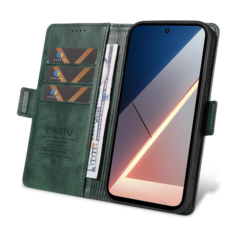 For Xiaomi POCO M7 4G 169mm YIKATU YK-007 Litchi Texture Ultra-thin Side Buckle Leather Phone Case
