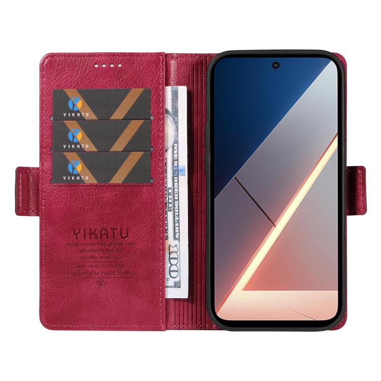 For Xiaomi POCO M7 4G 169mm YIKATU YK-007 Litchi Texture Ultra-thin Side Buckle Leather Phone Case