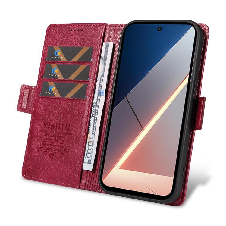 For Xiaomi POCO M7 4G 169mm YIKATU YK-007 Litchi Texture Ultra-thin Side Buckle Leather Phone Case