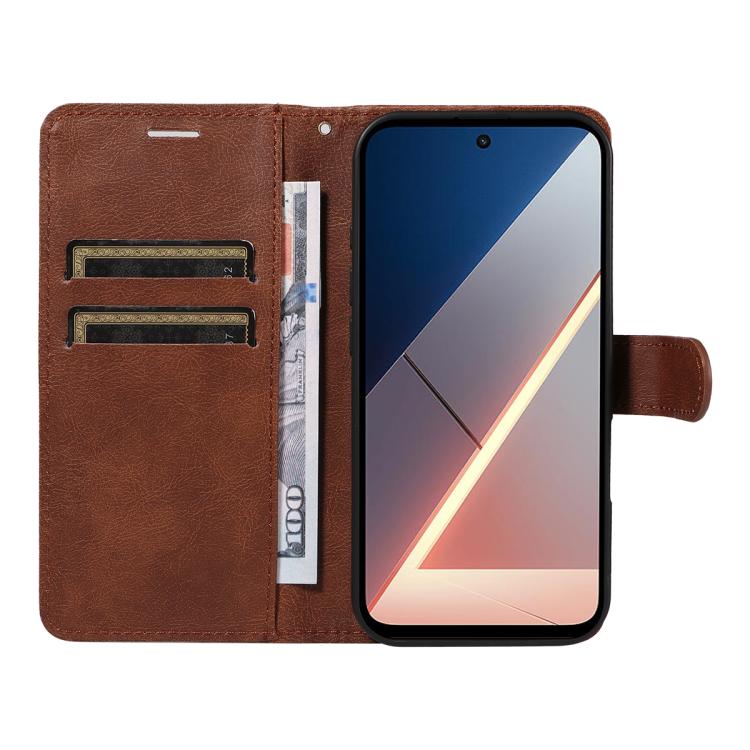 For Xiaomi POCO M7 4G 169mm Classic Leather Texture Solid Color PU Phone Case