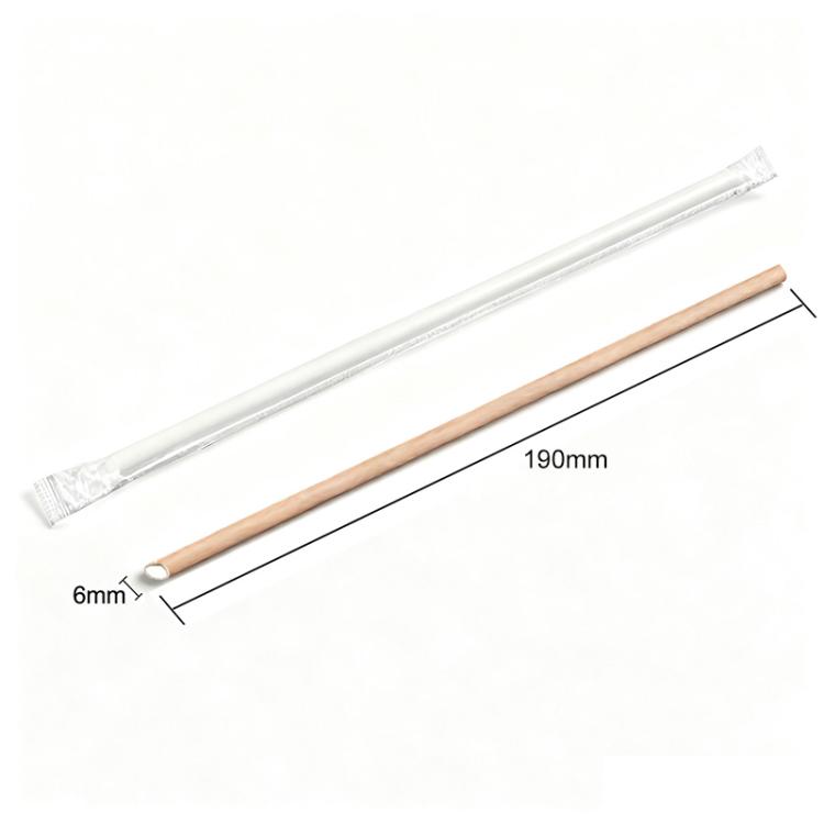 6x190mm Oblique Mouth Beige Disposable Drinking Straws