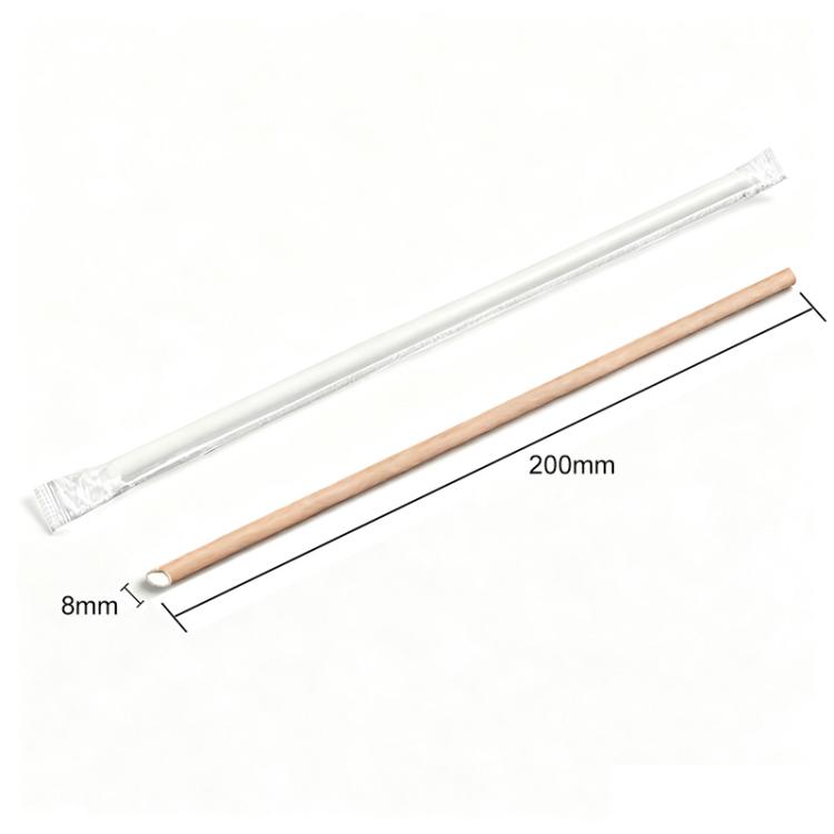 8x200mm Oblique Mouth White Disposable Drinking Straws