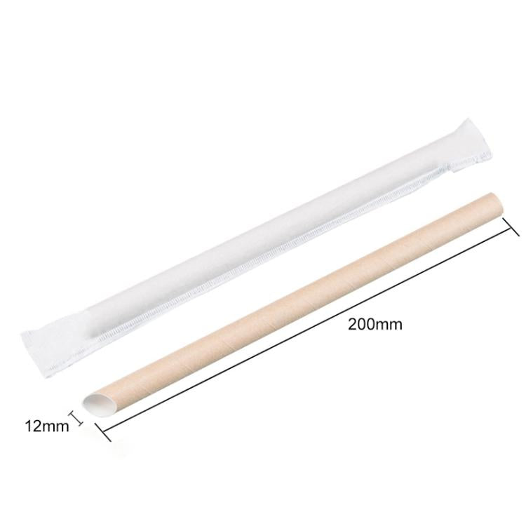 12x200mm Oblique Mouth White Disposable Drinking Straws