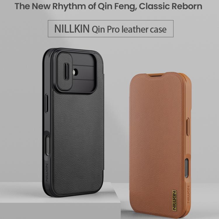 For iPhone 17 NILLKIN QIN Series Pro Sliding Camera Cover Design Leather Phone Case