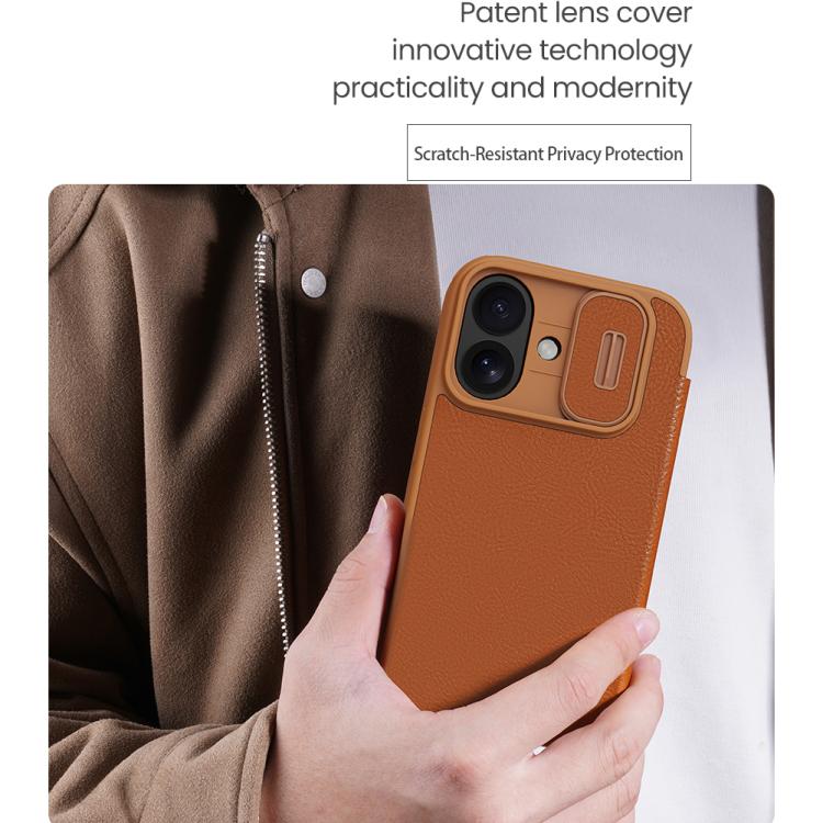 For iPhone 17 NILLKIN QIN Series Pro Sliding Camera Cover Design Leather Phone Case