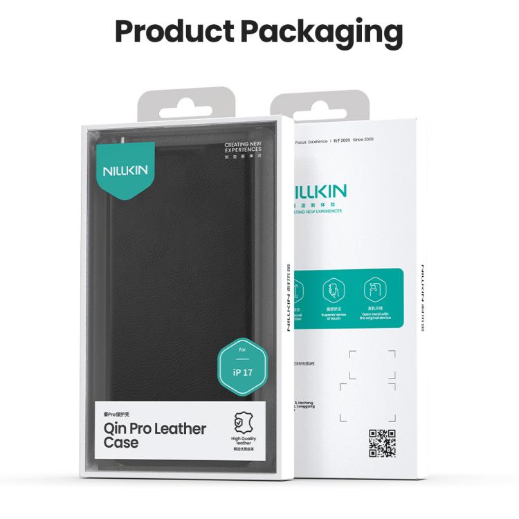 For iPhone 17 NILLKIN QIN Series Pro Sliding Camera Cover Design Leather Phone Case