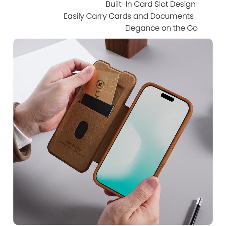 For iPhone 17 NILLKIN QIN Series Pro Sliding Camera Cover Design Leather Phone Case