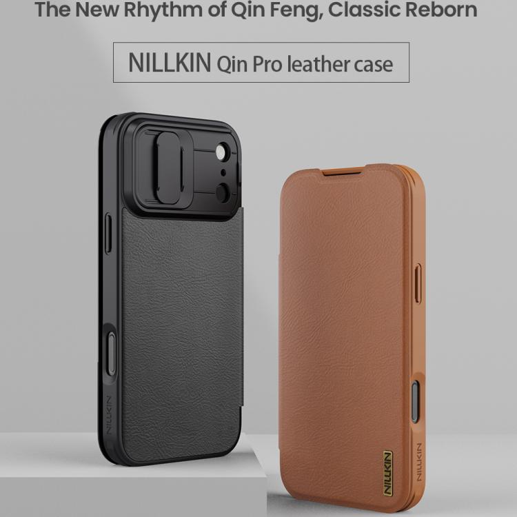 For iPhone 17 Pro Max NILLKIN QIN Series Pro Sliding Camera Cover Design Leather Phone Case