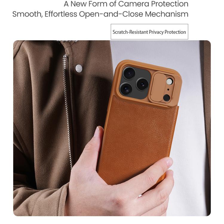 For iPhone 17 Pro Max NILLKIN QIN Series Pro Sliding Camera Cover Design Leather Phone Case