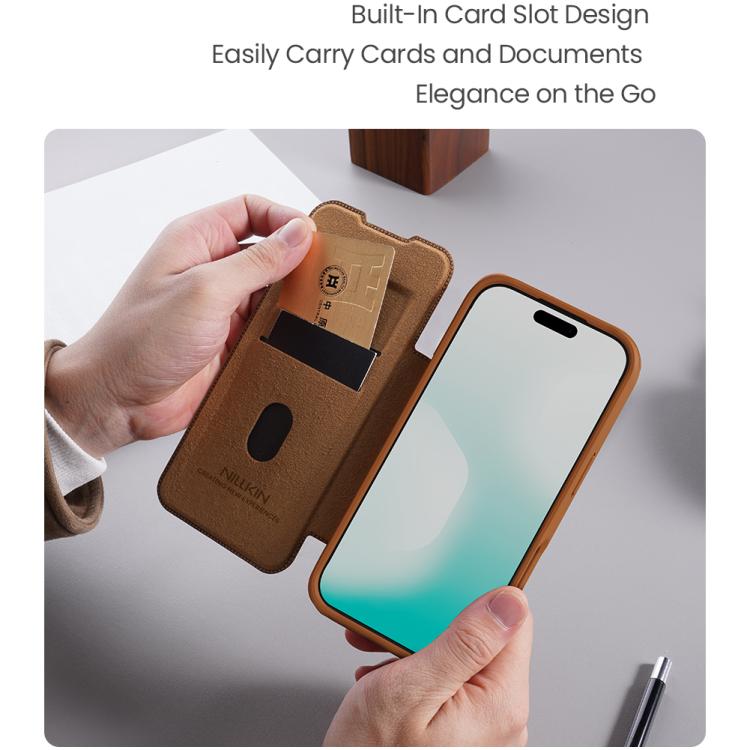 For iPhone 17 Pro Max NILLKIN QIN Series Pro Sliding Camera Cover Design Leather Phone Case