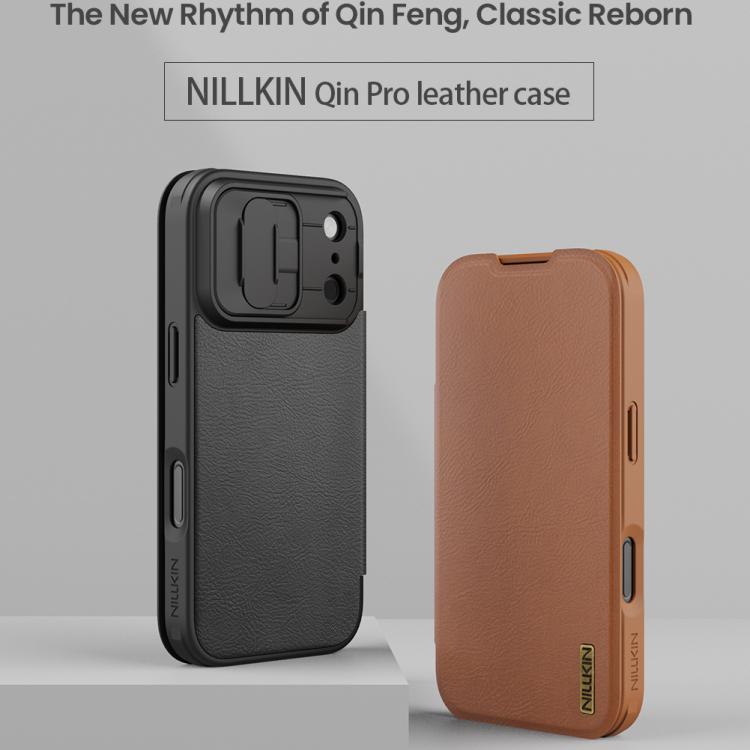 For iPhone 17 Pro NILLKIN QIN Series Pro Sliding Camera Cover Design Leather Phone Case