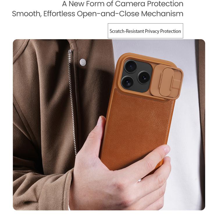 For iPhone 17 Pro NILLKIN QIN Series Pro Sliding Camera Cover Design Leather Phone Case