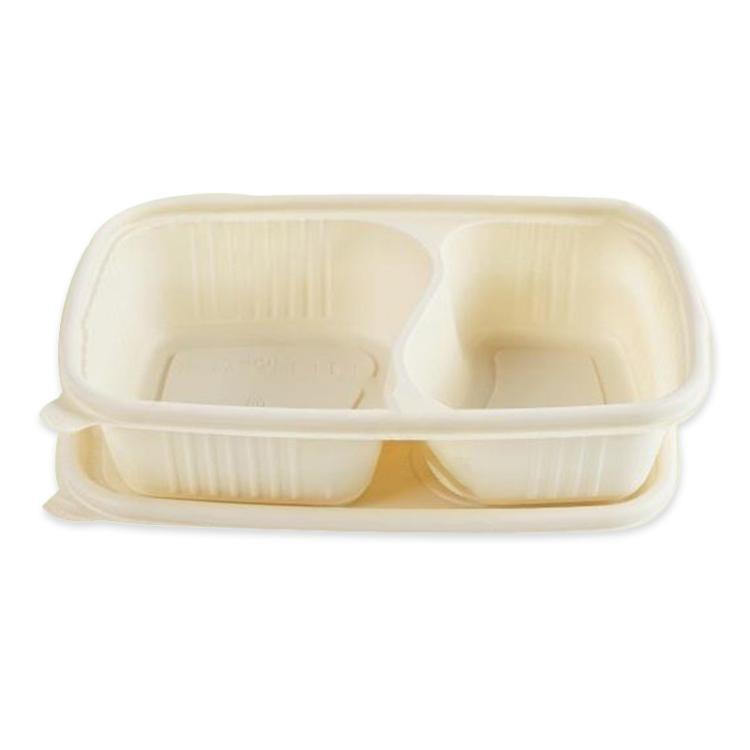 1000ML 2-Compartment Disposable Food Delivery Lunch Box Containers with Lid