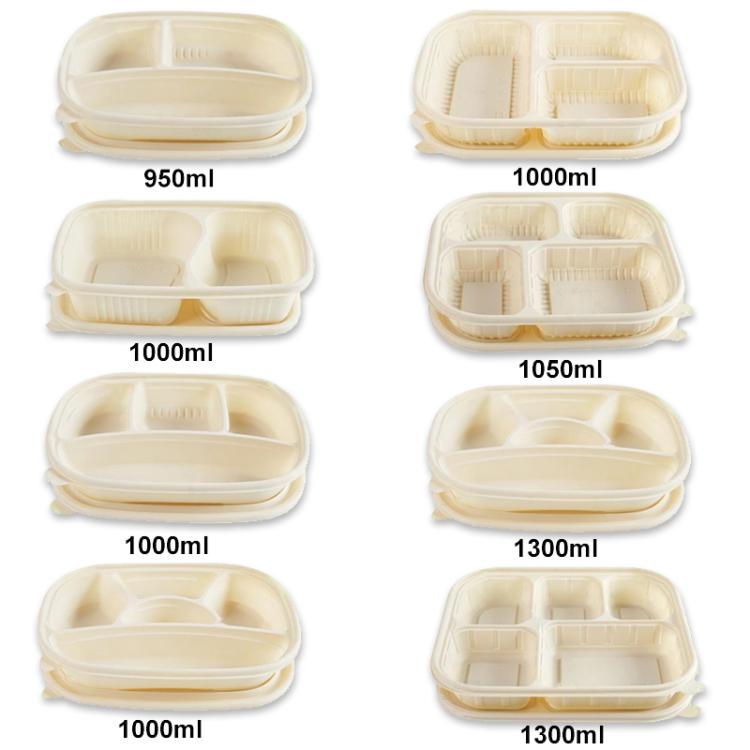 1000ML 2-Compartment Disposable Food Delivery Lunch Box Containers with Lid