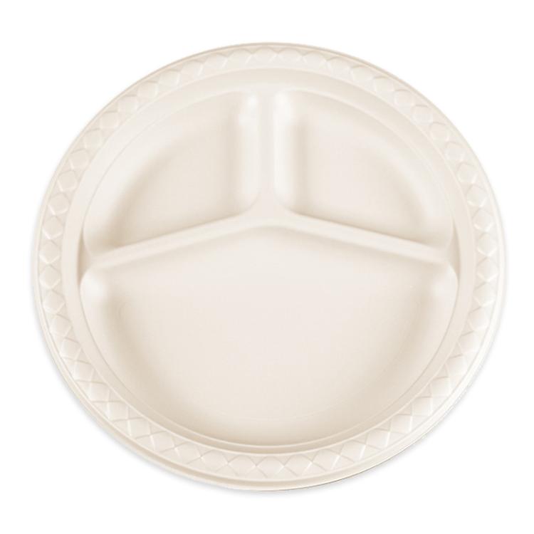 8 inch 3-Compartment Biodegradable Disposable Round Plate
