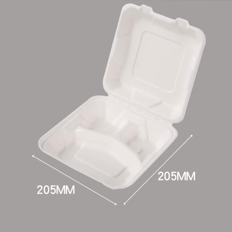 205x205x65mm 3-Compartment Disposable Takeout Lunch Box Containers