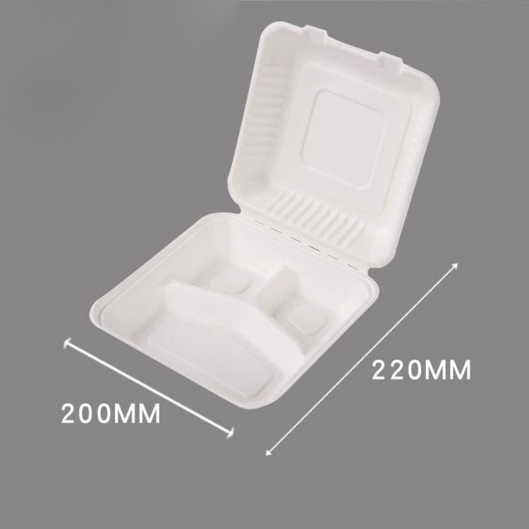 220x200x77mm 3-Compartment Disposable Takeout Lunch Box Containers