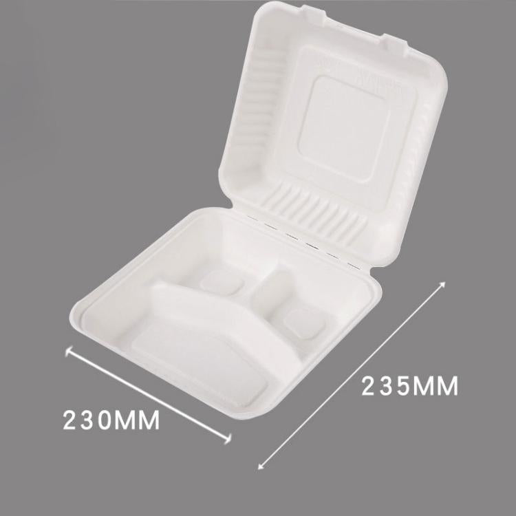 235x230x80mm 3-Compartment Disposable Takeout Lunch Box Containers