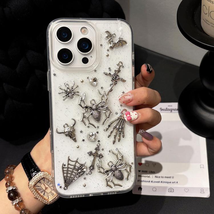For iPhone 17 Pro Dark-Style Spider Epoxy Acrylic Hybrid TPU Phone Case