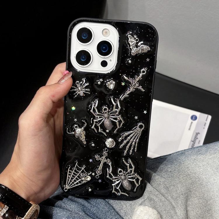 For iPhone 13 Pro Dark-Style Spider Epoxy Acrylic Hybrid TPU Phone Case
