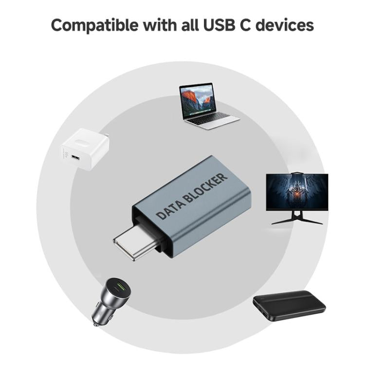 USB Charging Data Protection Blocker, Port:Type-C Male to USB-A Male