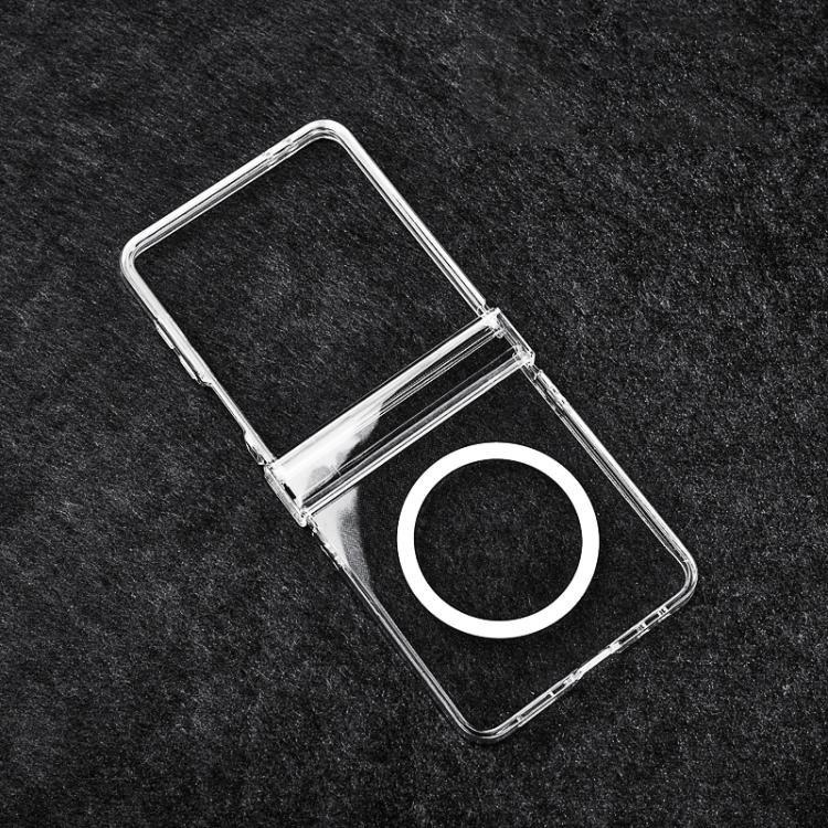 For Samsung Galaxy Z Flip7 5G 3 in 1 PC Transparent Shockproof MagSafe Phone Case - Transparent