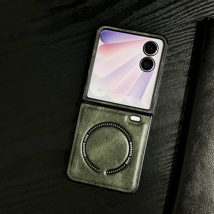 For Honor Magic V Flip 2 Crazy Horse Pattern Leather MagSafe Magnetic Phone Case