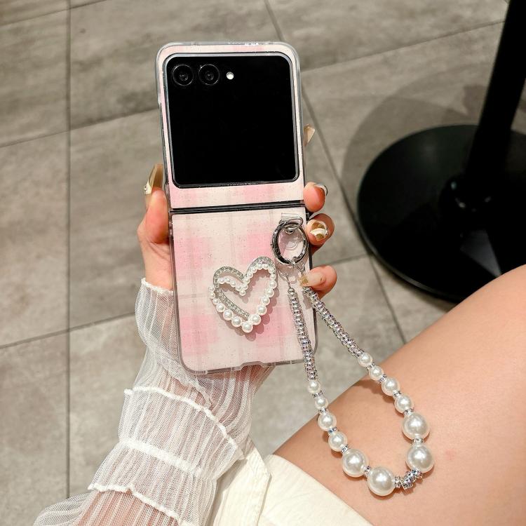 For Motorola Razr 60 / Razr 50 Glitter Polka Dot DIY Heart Phone Case with Bracelet