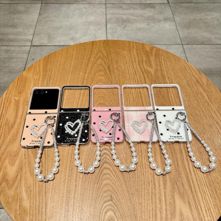 For Motorola Razr 60 / Razr 50 Glitter Polka Dot DIY Heart Phone Case with Bracelet