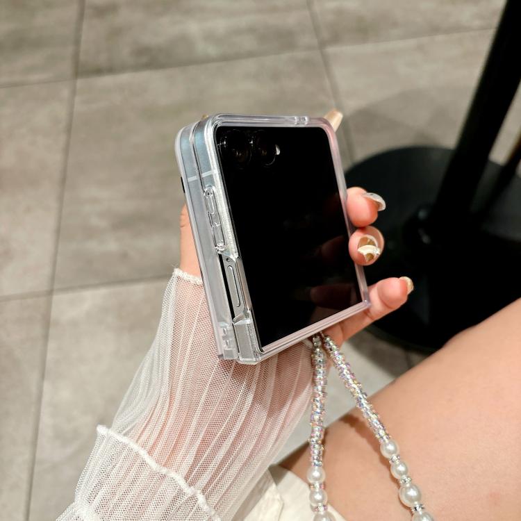 For Samsung Galaxy Z Flip7 5G Glitter Polka Dot DIY Heart Phone Case with Bracelet