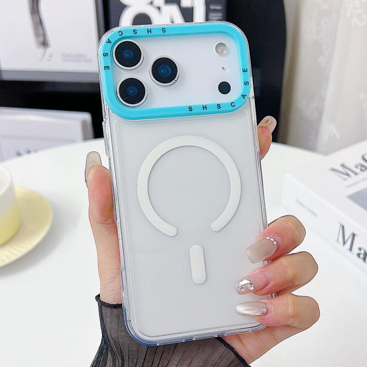For iPhone 17 Pro Max Color Contrast Lens Frame Transparent TPU Phone Case